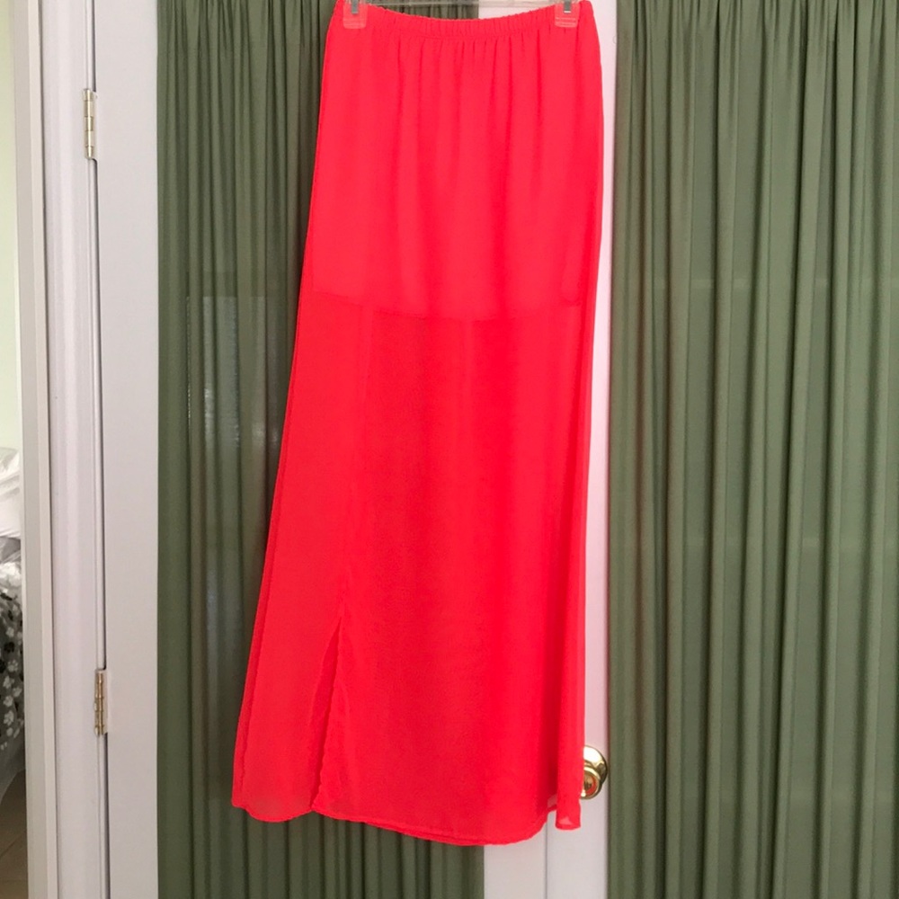 Love culture neon pink maxi sheer skirt